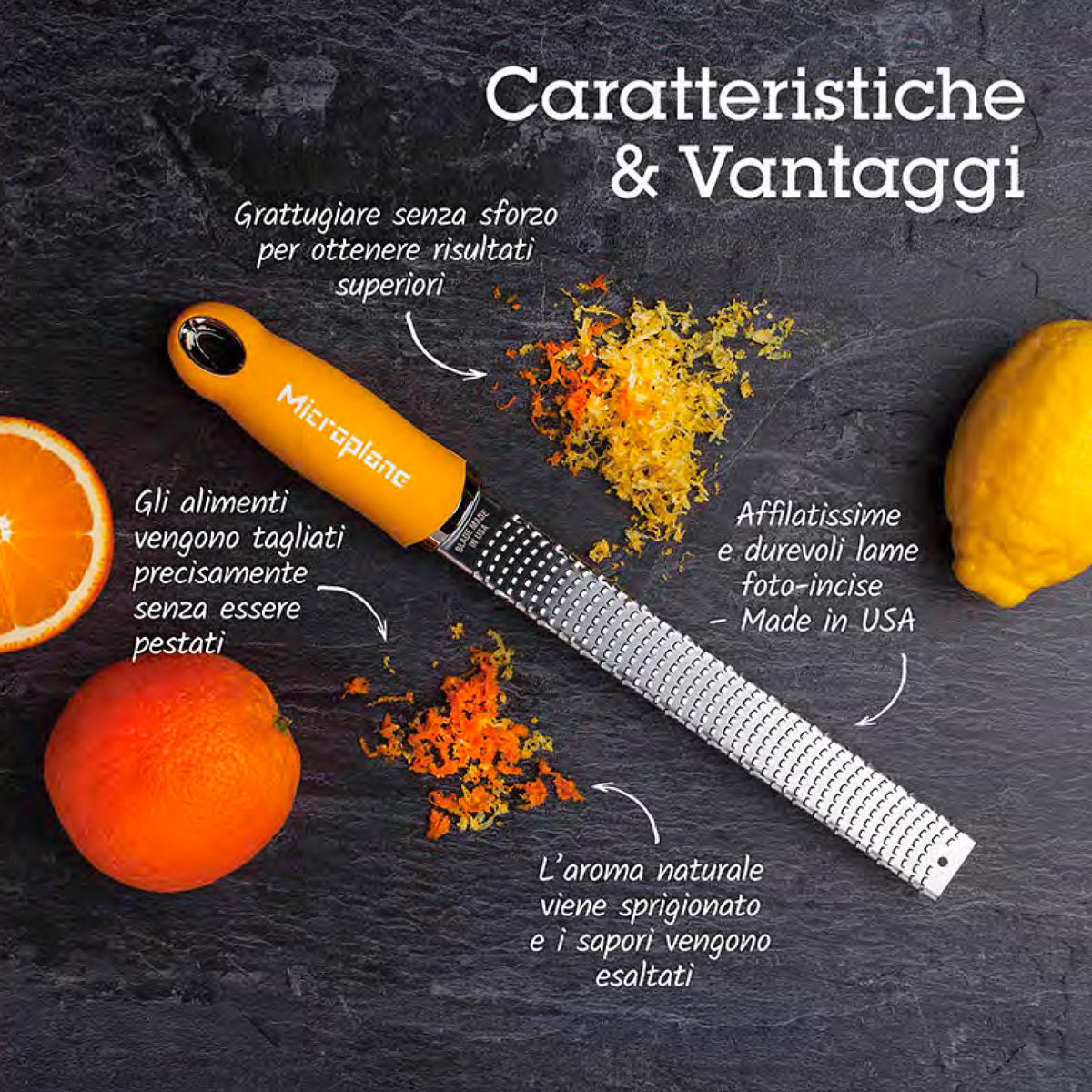 Grattugia ZESTER Gialla da Cucina Lama Fine MICROPLANE – Bertoldi Shop