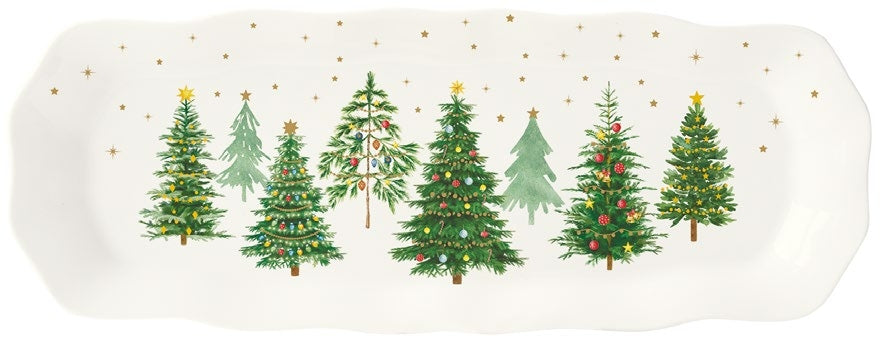 Vassoio 37x14 in porcellana Festive Trees