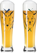 Carica l&#39;immagine nel visualizzatore di Gallery, Confezione 2 bicchieri da birra BRAUCHZEIT #23,#24 &quot;Lince e Volpe&quot; RITZENHOFF
