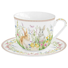 Carica l&#39;immagine nel visualizzatore di Gallery, Tazza in porcellana da colazione 400 ml con piatto Happy Easter Easy Life
