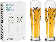 Carica l&#39;immagine nel visualizzatore di Gallery, Confezione 2 bicchieri da birra BRAUCHZEIT #23,#24 &quot;Lince e Volpe&quot; RITZENHOFF
