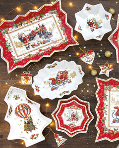 Alzata servi pasticcini in porcellana collezione Christmas Memories