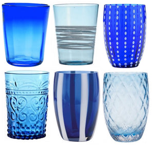 Bicchiere vetro Melting Pot Set 6 pezzi Blue-Acquamarina