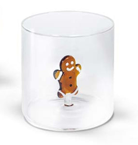 Bicchiere in vetro con soggetto interno Gingerbread