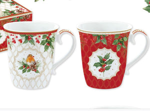 Set 2 tazze porcellana in confezione regalo Christmas Berries