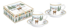 Carica l&#39;immagine nel visualizzatore di Gallery, Set due tazzine da caffè  in porcellana con piattino in confezione regalo WHITE FOREST
