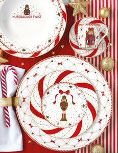 Piatto panettone in porcellana Ø32  in confezione regalo Nutcracker Twist