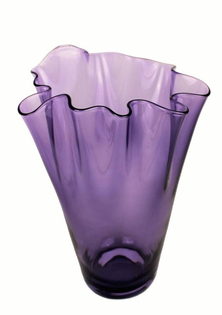 Vaso fiori in vetro a fazzoletto soffiato a mano Viola